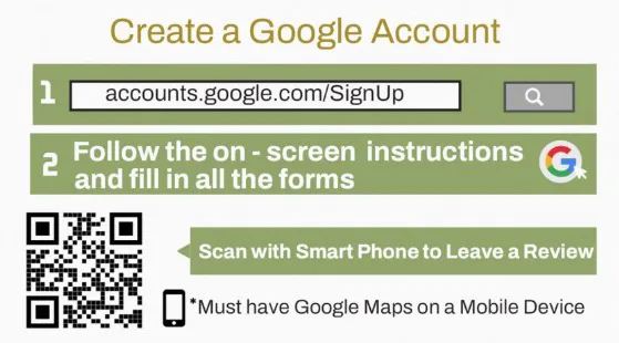 Create a Google Account to leave us a review